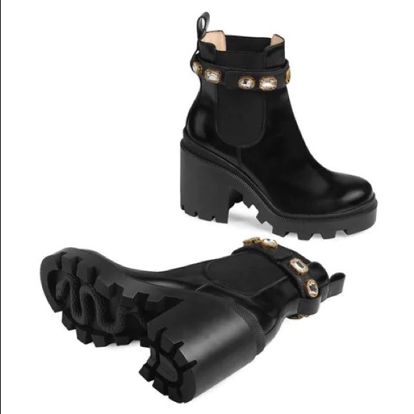 Gucci Leather Ankle Boot With Belt 39.5 - Picture 9 of 13